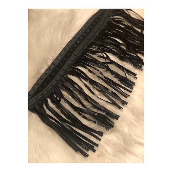 BCBGMaxAzria Accessories - BCBG MaxAzria Black Studded Fringe Belt
